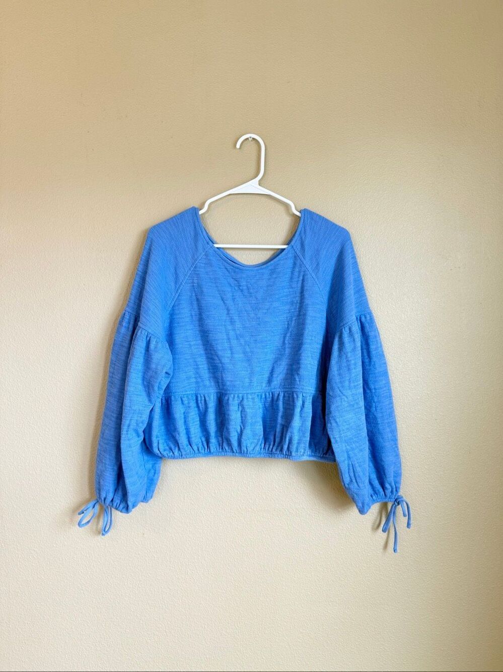 Aerie Long Sleeve Ruched Poplin Blouse
